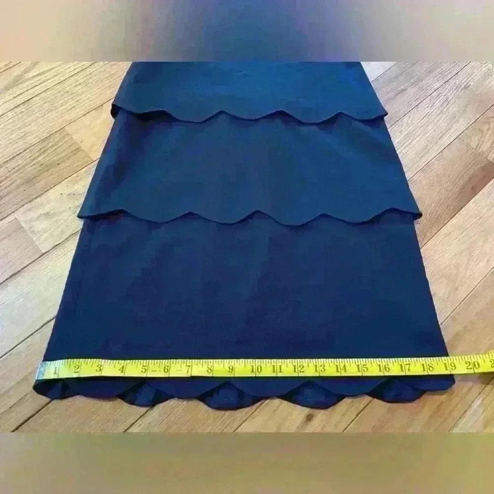 J Mclaughlin Navy Blue Scallop Hem Tiered Sleeveless Sheath Dress Women’s Size 4 - Picture 6 of 14